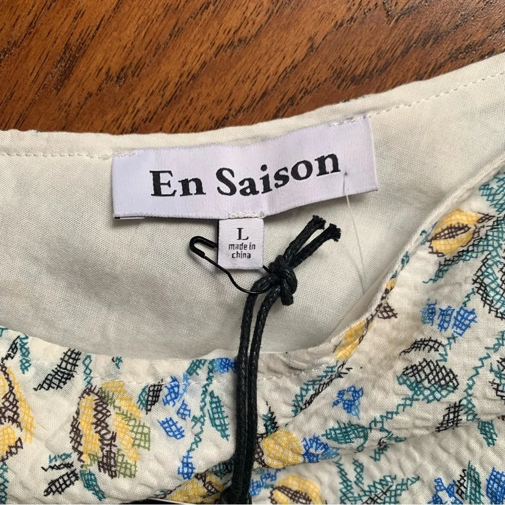 En Saison Floral Print One Shoulder Crop Top | Size L - Picture 5 of 9